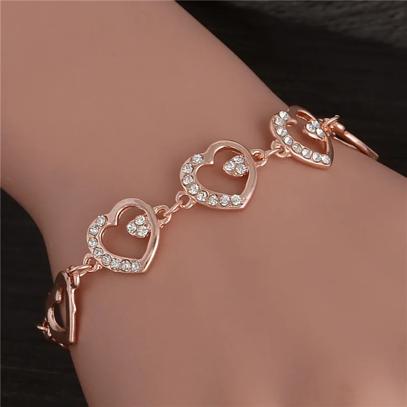 Браслет из розового золота с круглыми мозаиками и фианитами|bracelet wholesale|wholesale