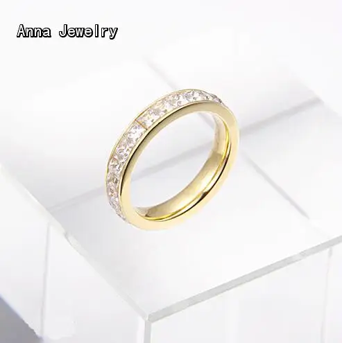 Женское кольцо из нержавеющей стали простое ослепляющее розового золота и