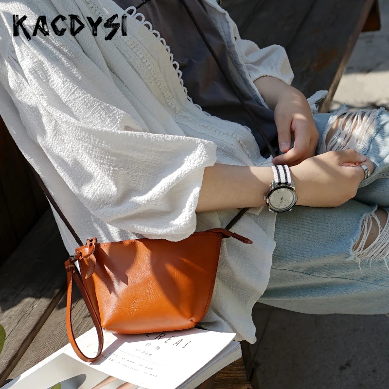 Literary Retro Designer Small Women Phone Handbag Real Leather Girls Tote Shoulder Purse Simple Classic Messenger Bag Body Bags | Багаж и