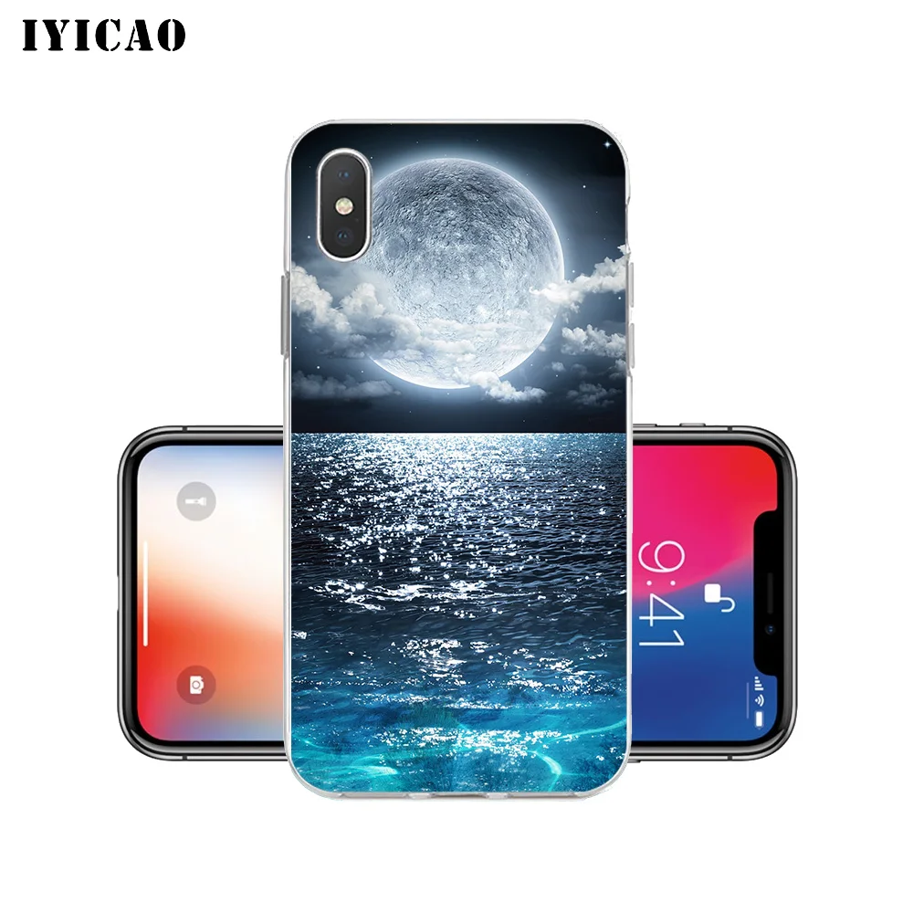 IYICAO Fire Football sky moon Мягкий силиконовый чехол для телефона iPhone X XR XS MAX 6 6s 7 8 Plus 5 5S SE TPU |