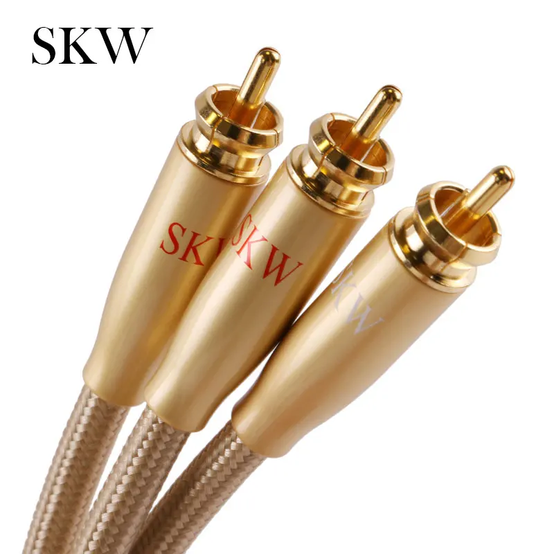 SKW аудио кабель 2RCA к 1RCA штекер 6N OCC с 24 K позолоченный 1 м 5 2 3 10 для CD автомобильный