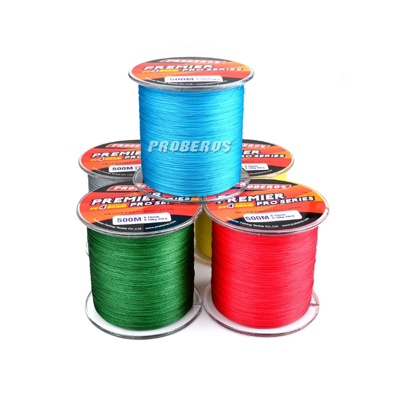 PRO BEROS бренд 500 м PE плетеная леска 4 нити 8LB 10LB 20LB 60LB 80LB 100LB мультифиламентная