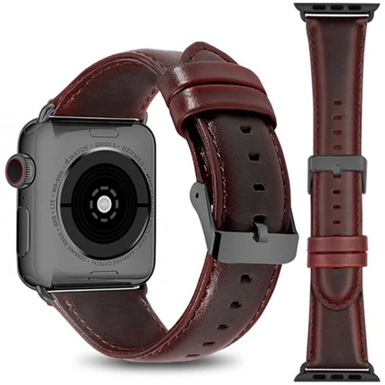 Ремешок из натуральной кожи для Apple watch band 42 мм 38 мм iwatch series 4 3 2 1 44 мм 40 мм ремешок для часов браслет ремень аксессуары