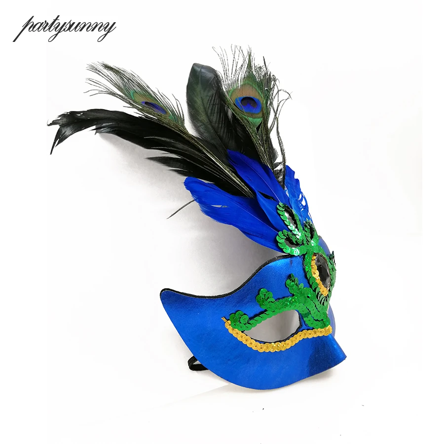 Роскошный Павлин перья половина Уход за кожей лица маска Обувь для девочек
