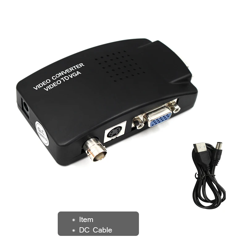 BNC к VGA конвертер композитный SVIDEO к VGA видео конвертер VGA выход адаптер цифровой коммутатор коробка для ПК MACTV камера DVD DVR - Цвет: dc cable