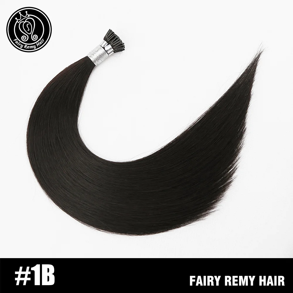 Сказочные волосы remy 1 г/локон 1" 18" 2" 22" Fusion человеческие волосы для наращивания прямые Remy Keratin I Tip Micro Ring человеческие волосы на Capsuel - Цвет: # 1B