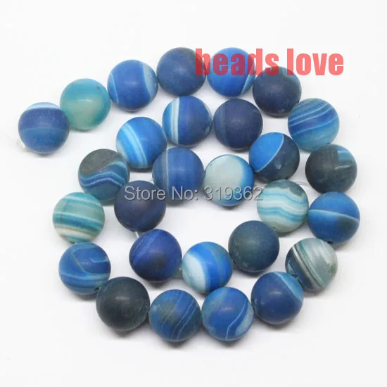 Тусклый полированный матовый синий Агаты Оникс Камень Круглый свободный Бисер