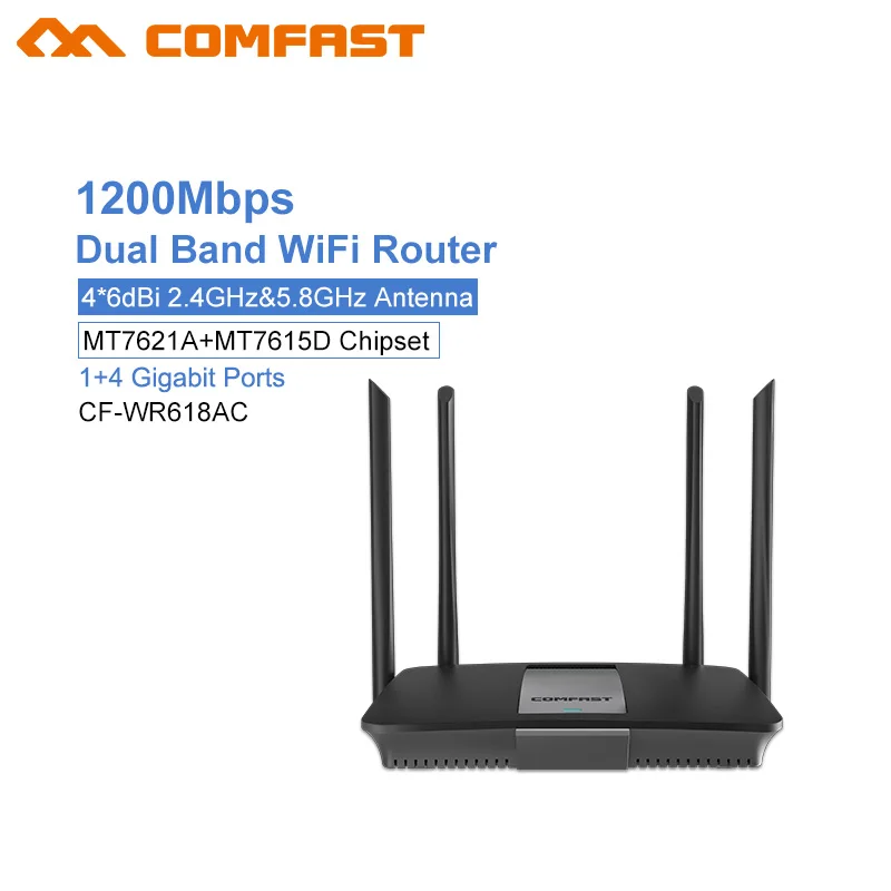 Comfast CF WR618AC 1200 Мбит/с беспроводной Wifi маршрутизатор двухдиапазонный 2 4G/5G 1 WAN + 4 LAN