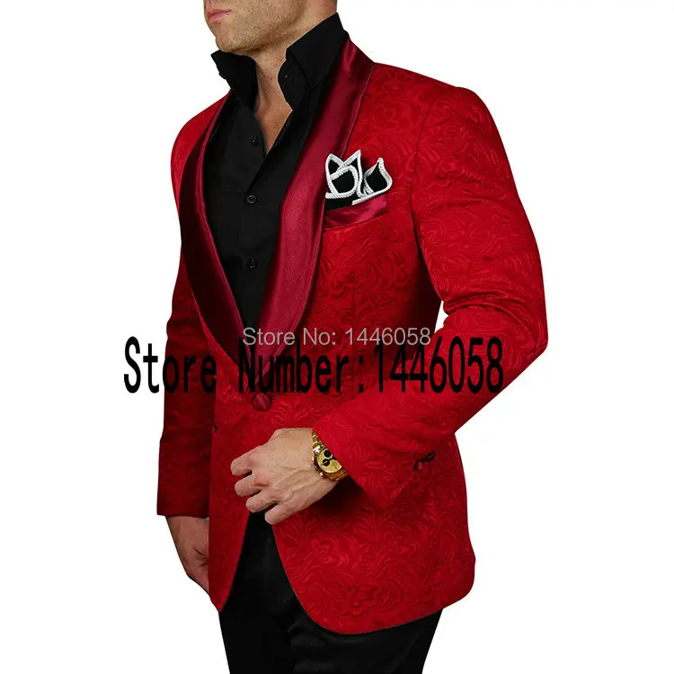 2017 New Arrival Mens Suits Groomsmen Shawl Lapel Groom Tuxedos Red/Black/Purple Wedding Best Man Suit Bridegroom Jacket+Pants