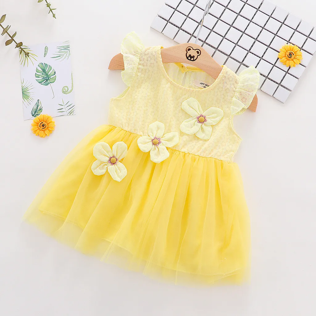 Infant Baby Girls Sleeveless Big Flower Embroidery Tulle Dress Princess Dresses Cute Kids Party for girls | Детская одежда и обувь