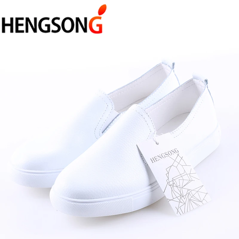 HENGSONG/осенние женские кожаные лоферы Модные балетки на плоской подошве Цвет