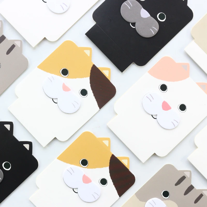 

Domikee creative cute kawaii cat shape school student sticky memo pad stationery supplies,fine index note pads/sticky tabs