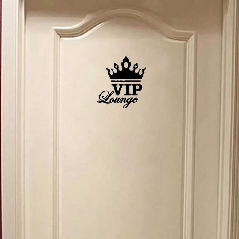 

YOJA 18.8*20CM Fashion Vip Lounge Crown WC Door Decal Wall Sticker Black Accessories A40258