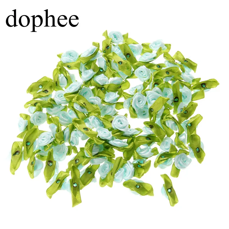 Dophee 100 шт. атласная лента роза 1 5 см Разноцветные искусственные мини шелковые розы