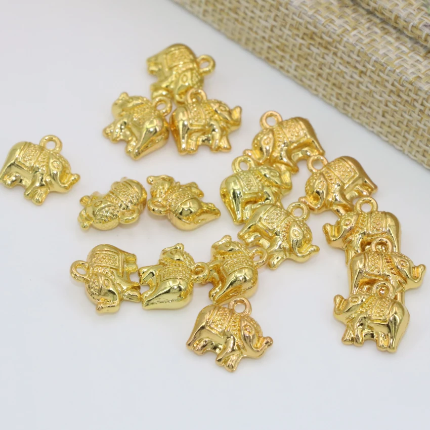 

Free shipping wholesale price 11*11mm elephant shape spacers beads gold-color cute pendant accessories 10pcs findings B2561