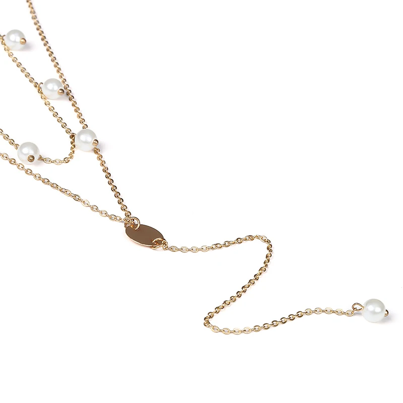 Длинное ожерелье SRCOI с жемчужной подвеской модное в стиле бохо золотого и