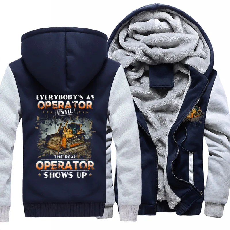 

COYOUNG Brand New US size 5XL Hoody Men Long Bulldozer Winter Thicken Fleece Hoodies Zipper Casual Coat Clothing Jacket