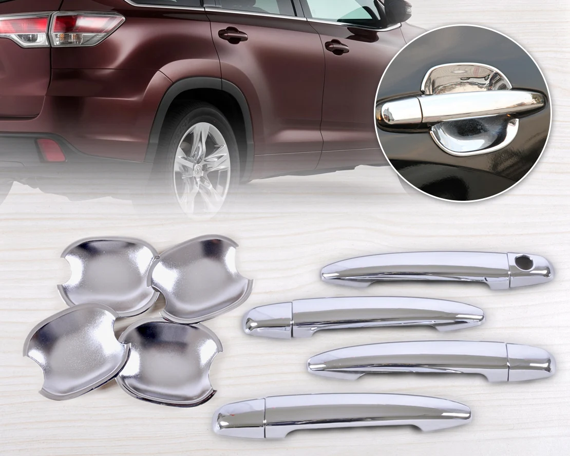 DWCX хромированная крышка дверной ручки автомобиля + чаши для Toyota Avalon Camry high Lander Sienna