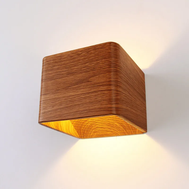 Modern Simple Wooden Color Aluminum Cube LED 6W Wall Lamp for Foyer Bedside Aisle Corridor Indoor Lighting Fixture 110/220V 1934 | Лампы и