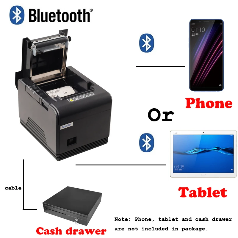 Бесплатная P.O.S Pos система Loyverse 80 мм Bluetooth Термальный чековый принтер для Android devoice и