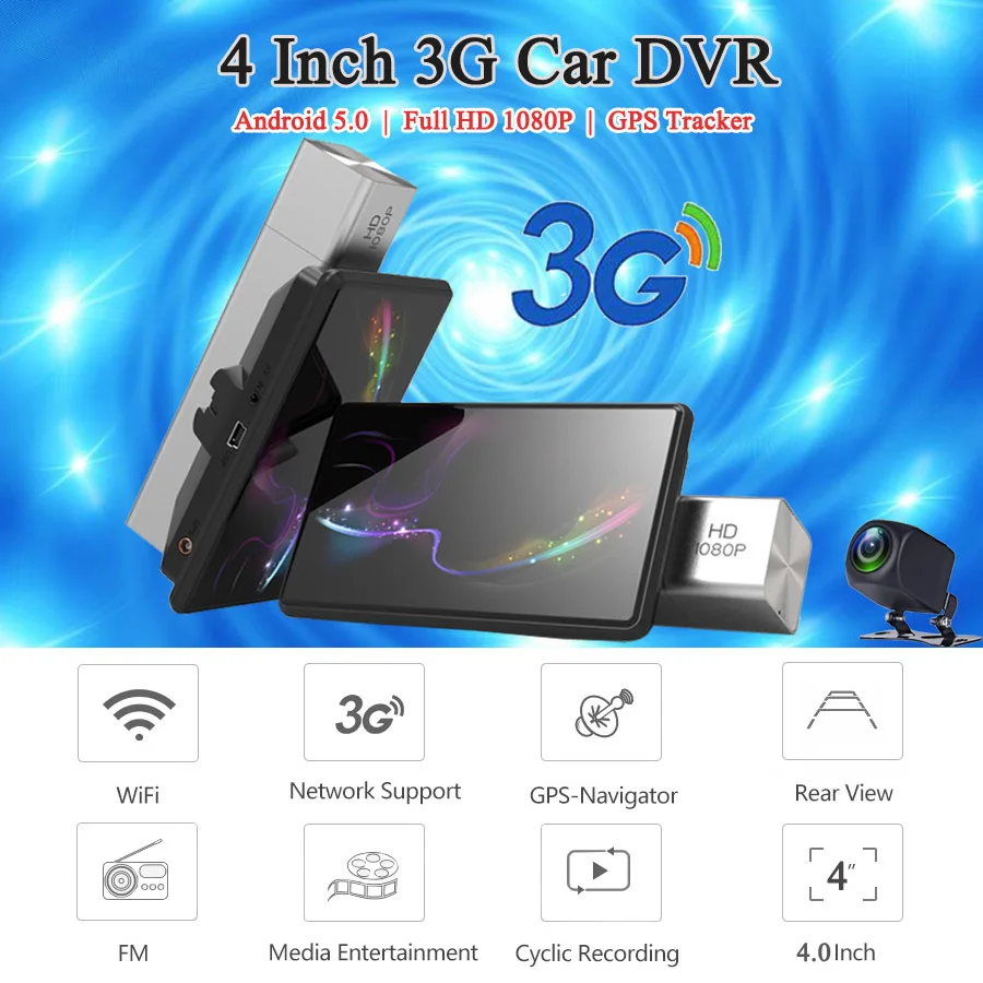 WHEXUNE Android 3g dash cam 4 дюйма Видеорегистраторы для автомобилей с gps журнала Двойной объектив 1080p dash cam era WI-FI беспроводной HD Автомобильный видеорегистратор видео регистратор рекордер