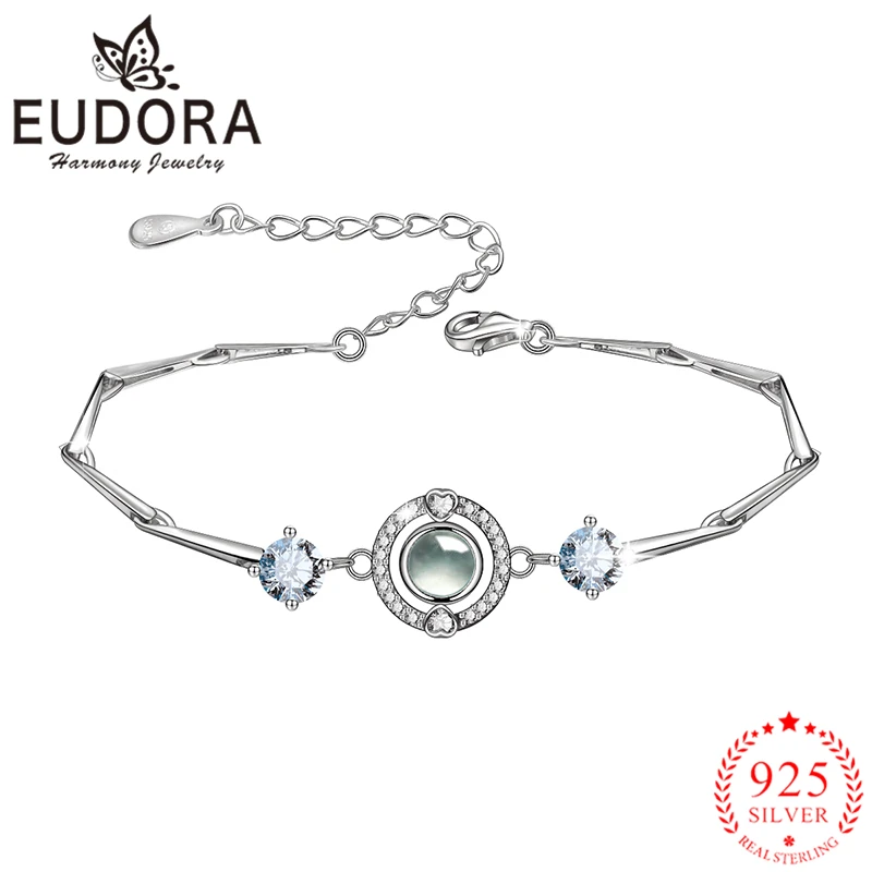 

Женский браслет с цирконием Eudora, Настоящее серебро 925 пробы, 100 языков, ювелирное изделие, Романтичный подарок