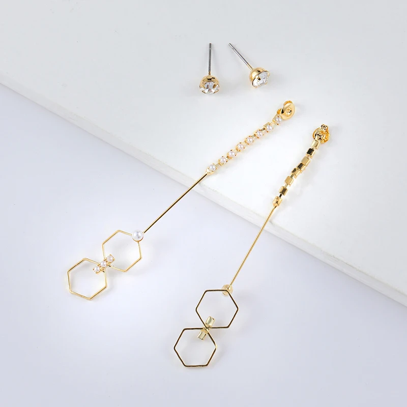 Fashion Shell Statement Earrings Imitation Pearls Hexagon Drop For Women Dangle Modern Jewelry | Украшения и аксессуары