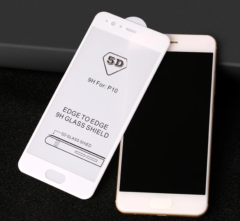 5D протектор экрана закаленное стекло для Huawei P10 / Lite Plus 3D изогнутые края полное