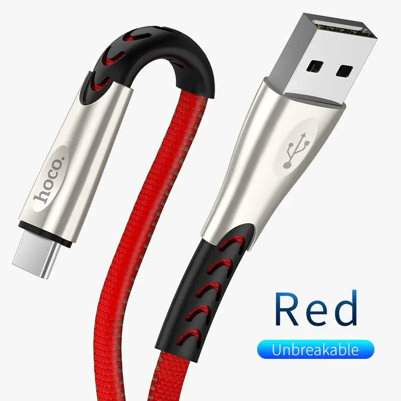 HOCO USB C кабель для Xiaomi Mi 8 A1 F1 huawei P20 прочный цинковый сплав usb type C кабель для быстрой зарядки для samsung S8 S9 Oneplus - Цвет: Красный