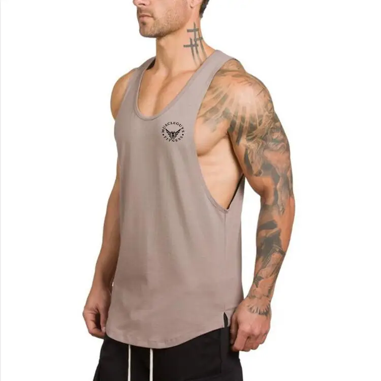 

Muscle guys Brand Fitness Clothing Men's Tank Tops Cotton Low Cut Gyms Vest Sexy Men's Tank Man canotte bodybuilding Stringer