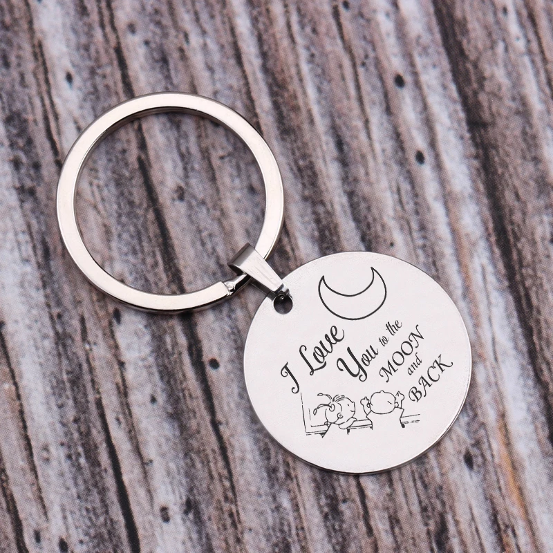 Круглые брелки с рисунками из мультфильмов в новом дизайне гравировкой I Love You To The