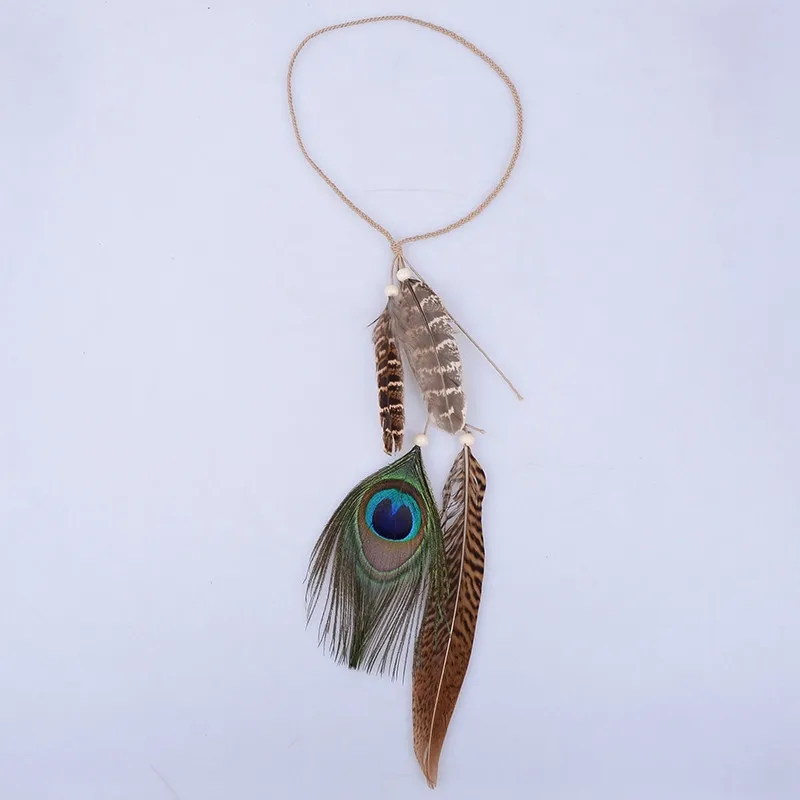 Женская повязка на голову с цветными перьями и бусинами|hair jewelry accessories|hair jewelryjewelry