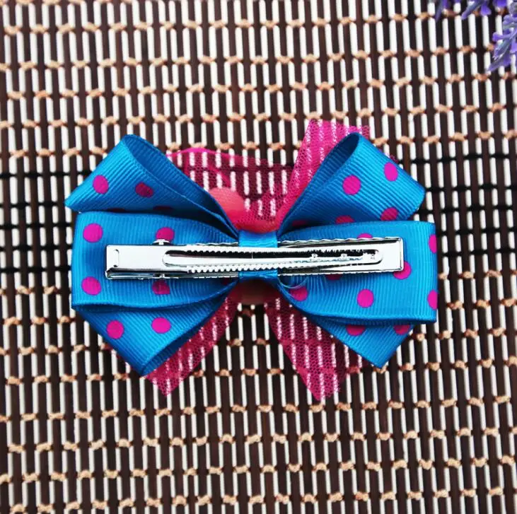100 шт. бесплатная доставка бант из ленты в горошек с фатиновой сеткой аксессуар