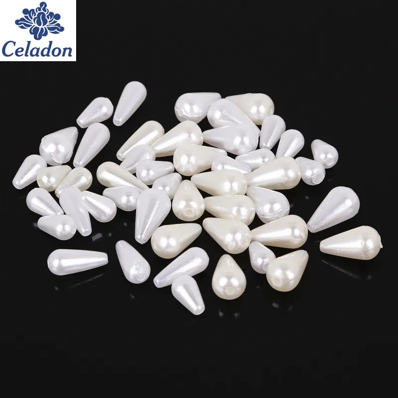 50-200pcs White&ampIvory Many Size Oval Shape&ampTear Drop Plastic ABS Pearl Loose Spacer DIY Beads For Jewelry Findings Making | Украшения