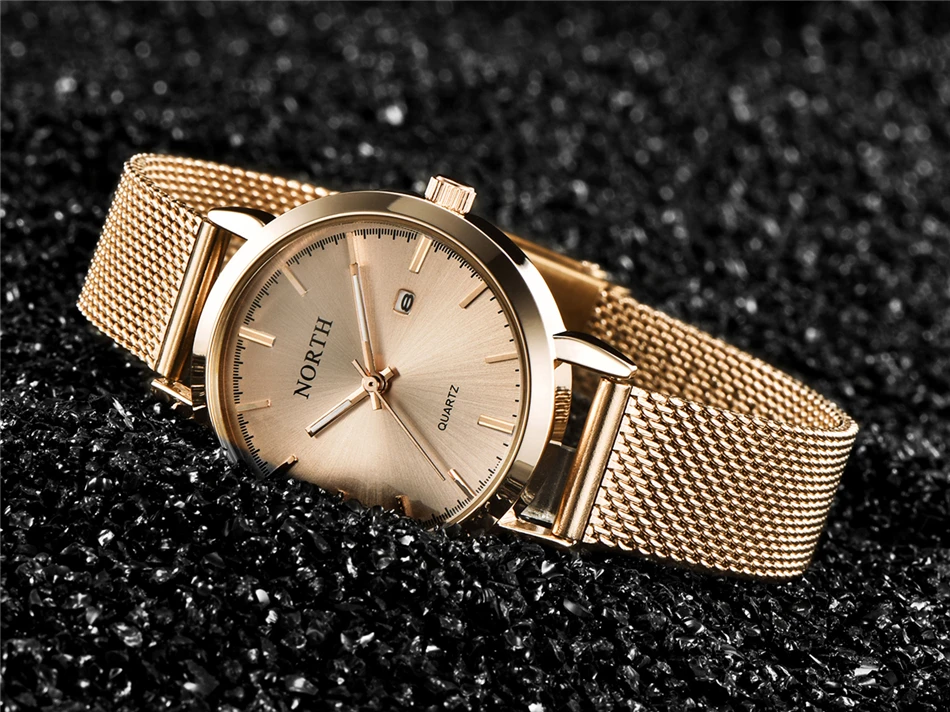 Reloj Mujer NORTH женские часы люксовый бренд золотые кварцевые женские часы Женская мода платье браслет водонепроницаемые часы для жены