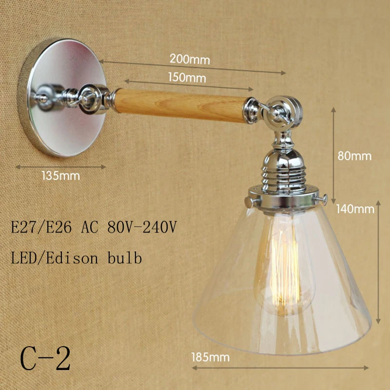 Настенная лампа в стиле ретро с абажуром E27 220 В|swing arm|wall lampwall lamps glass |