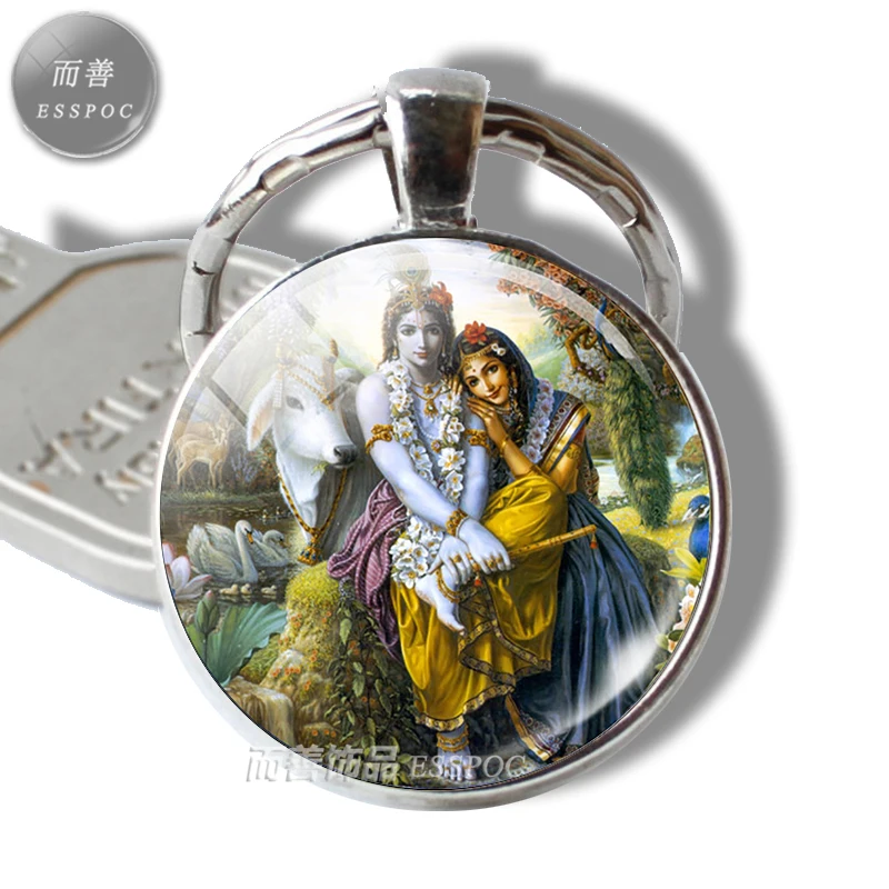 Хрустальный кабошон Krishna и Radha металлические цепочки для ключей модные ювелирные
