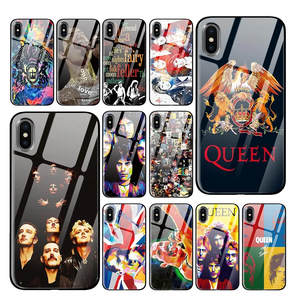 Queen Freddie Mercury Collage закаленное стекло телефонные чехлы крышка для Apple iPhone 5 5S SE 6 6s 7 8 Plus X XS Max XR