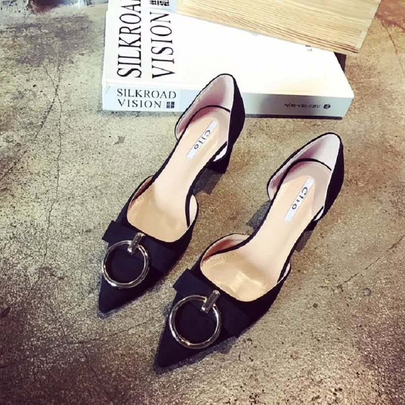 2018 Весна и осень обувь с острым носком закрытым Обувь на высоком каблуке голые
