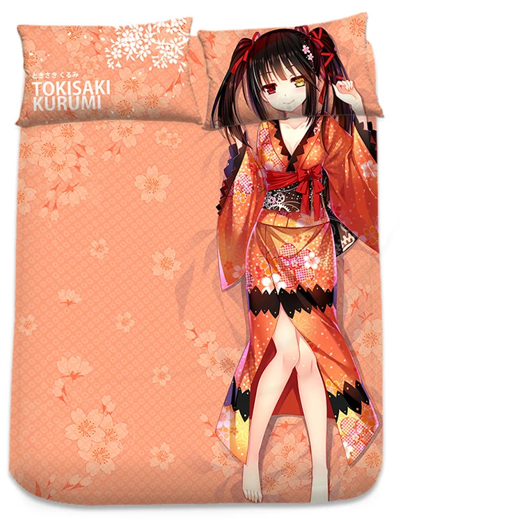 Japanese Anime Cartoon Date A Live Tokisaki Kurumi Cover Fitted Sheet cover bedspread counterpane No.2 | Дом и сад