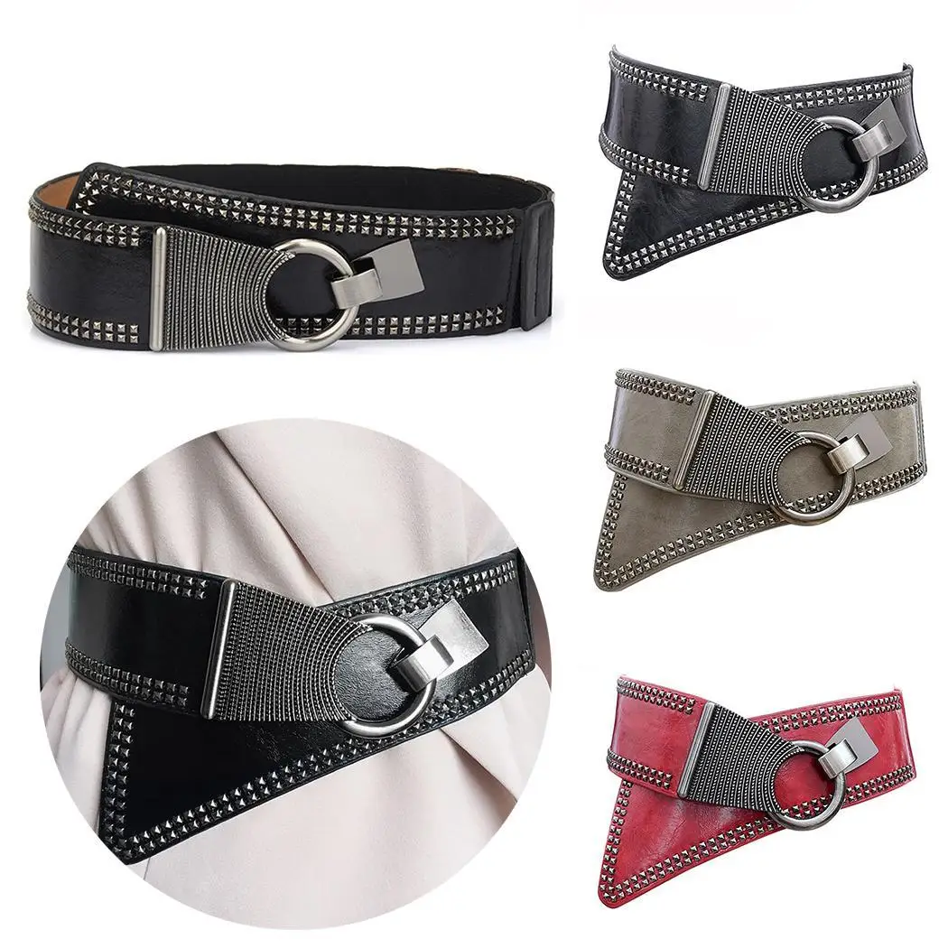 Ни заклепки Стиль упругой Hasp талии панк Для женщин ремень асимметрия|Мужские