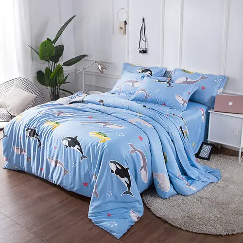 Тенсел комплект мягкого постельного белья queen King size комплект постельного белья: пододеяльник, простынь, наволочками, Комплект постельного белья для очень больших и 4 шт. набор постельного белья - Цвет: 11