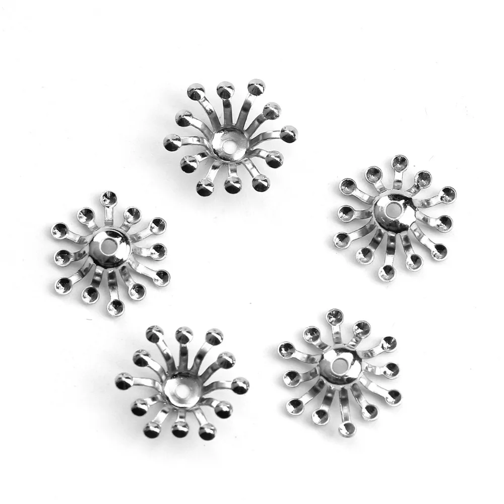 DoreenBeads сплав на железной основе бусины колпачки 100 шт.(подходит для бисера Размер: 8 мм диаметр.), 13 мм x 12 мм(может держать ss5 заостренные стразы