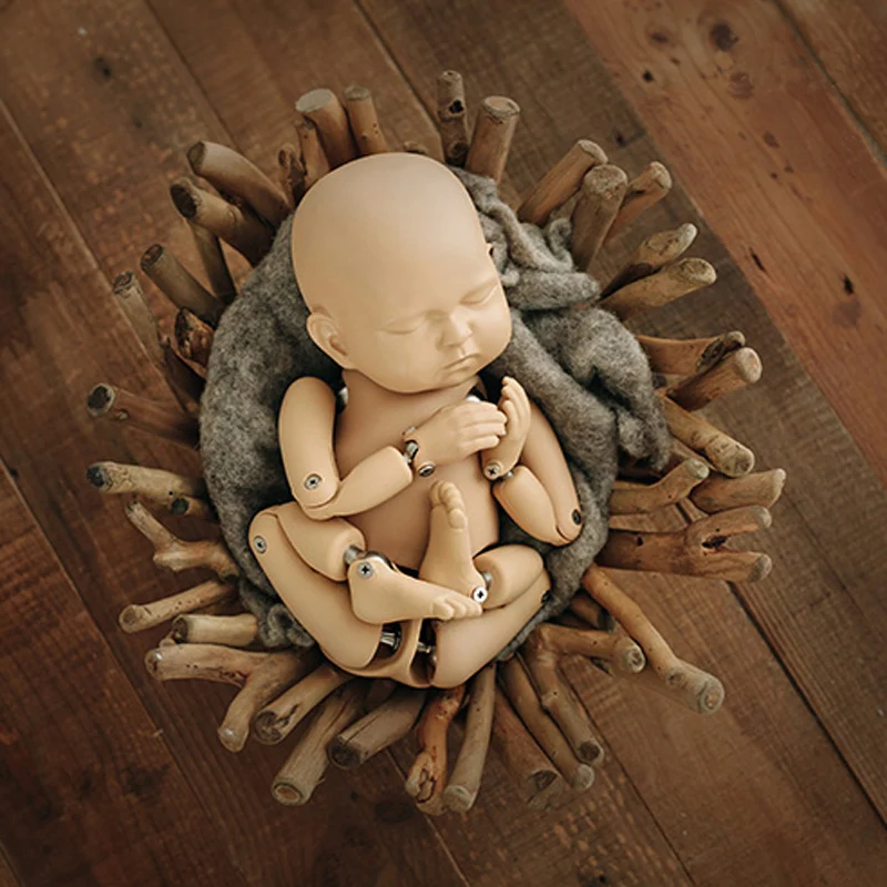 Newborn Baby Photography Irregular Ellipse Wooden Basket Props Little Baby Photo Shoot Handmade Wood Basket bebe fotografia Prop