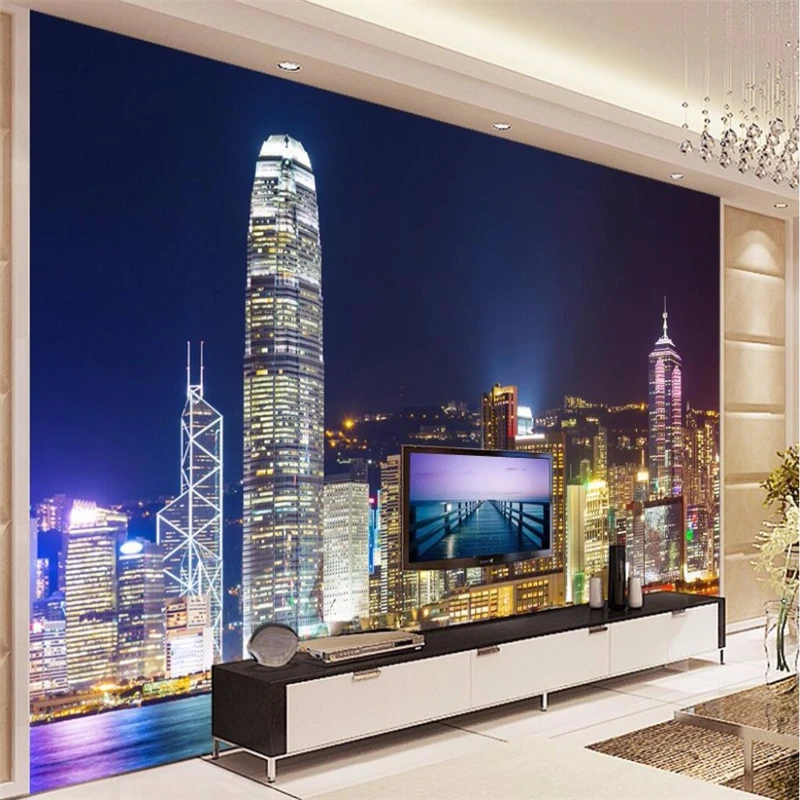 

3d настенная бумага, Фотофон для декора, большой Фотофон, фотообои для Гонконга, ночного отеля, ресторана, настенная живопись