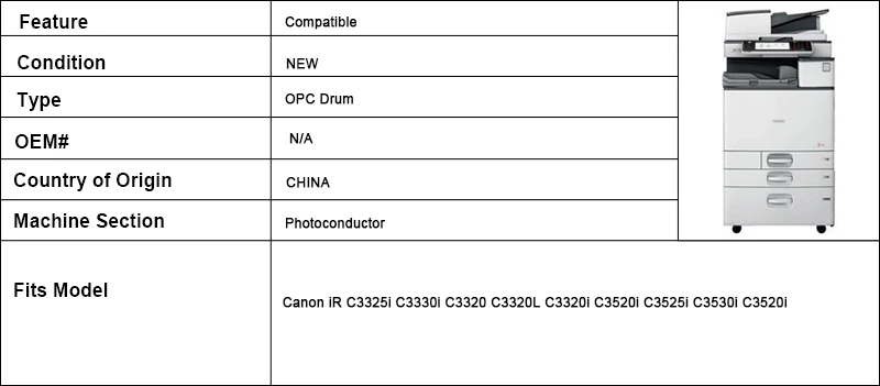Opc совместимый барабанный GPR-53 NPG-67 для Canon iR ADVANCE C3325i C3330i C3320 C3320L C3320i C3520i C3525i C3530i C3520i