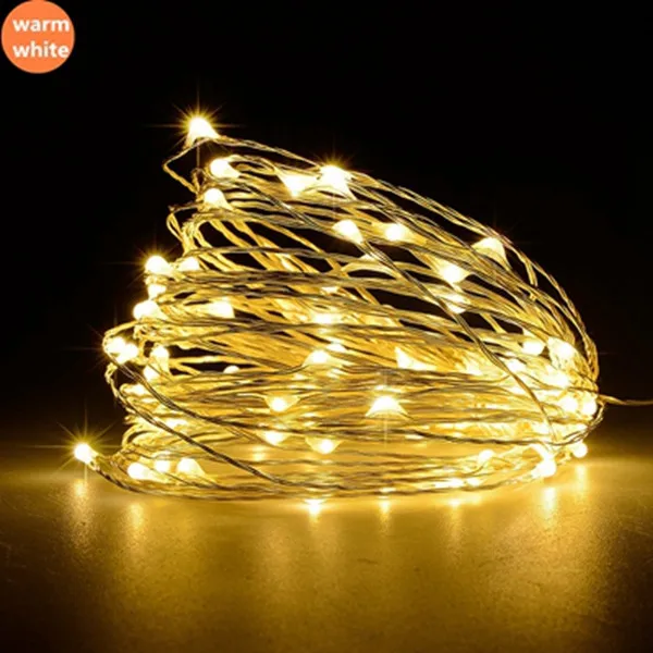 Тёплый белый Сказочный струнный светильник s 100Led на батарейках, медный провод, светодиодный светильник с дистанционным управлением, 8 режимов, водонепроницаемый, для дома, сада, свадьбы - Испускаемый цвет: Тёплый белый