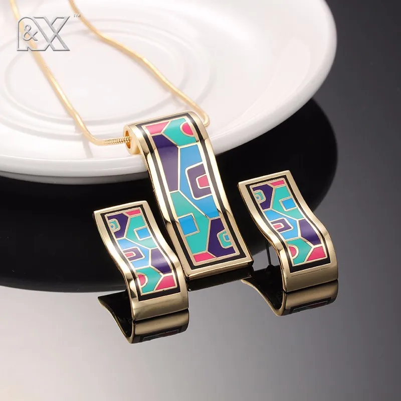 R& X модное ожерелье/серьги F252-f257 Ювелирные наборы для девочек на юбилей прекрасный костюм Sieraden наборы ювелирные изделия с эмалью ожерелье комплект CC
