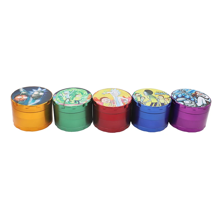 Новый Rick and Morty Grinder травы 63 мм Алюминий 4 слоя металлический измельчитель для