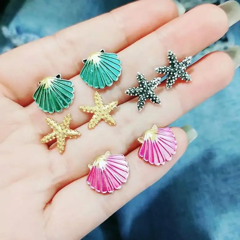 6221-Colorful Tocona, 25 стилей, винтажные сережки-гвоздики Серебряного и золотистого цветов, наборы, сережки в форме сердца, алимальные капли воды, в виде ракушки, в виде листьев, геометрические женские ювелирные изделия - Окраска металла: 6221-Colorful